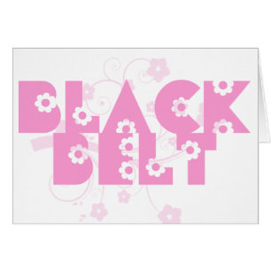 Martial Arts Pink Flowers Black Belt Cards