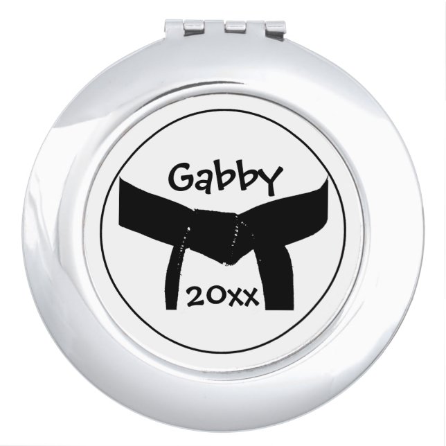 Martial Arts Plain Black Belt Compact Mirror (Front)