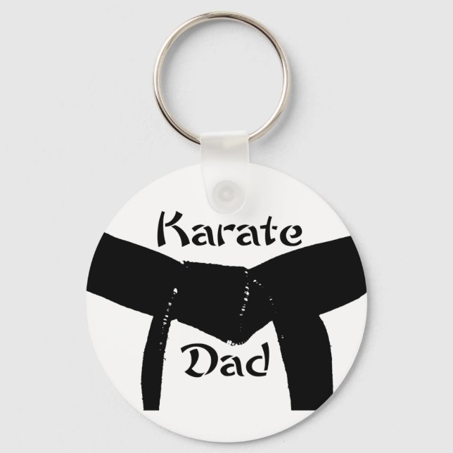 Martial Arts Plain Black Belt Karate Dad Keychain (Front)