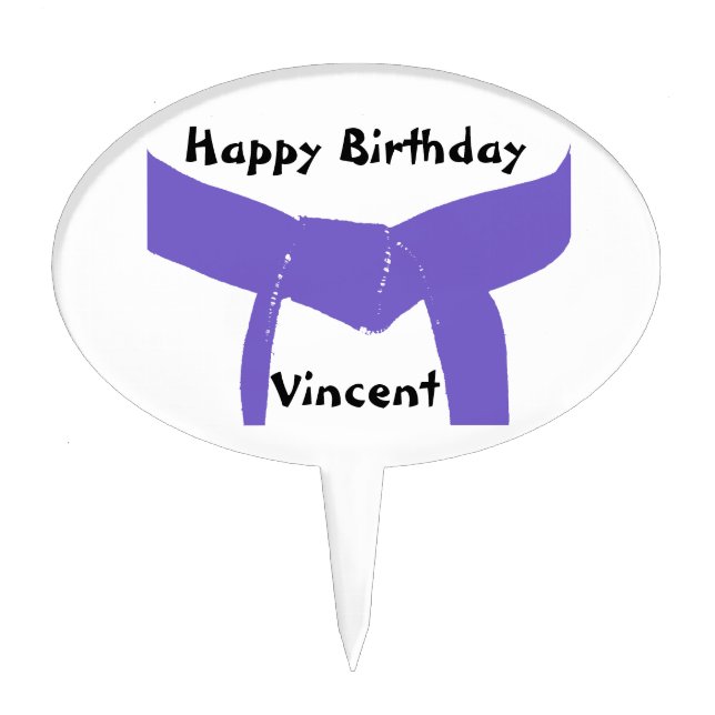 Martial Arts Purple Belt Birthday Party Cake Topper (Front)