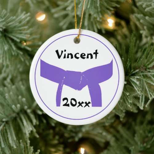 Martial Arts Purple Belt Ceramic Ornament