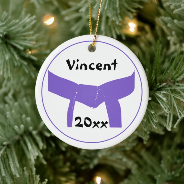 Martial Arts Purple Belt Ceramic Ornament (Tree)