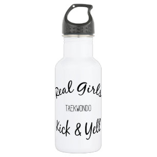 Martial Arts Real Girls Kick and Yell Taekwondo Stainless Steel Water Bottle