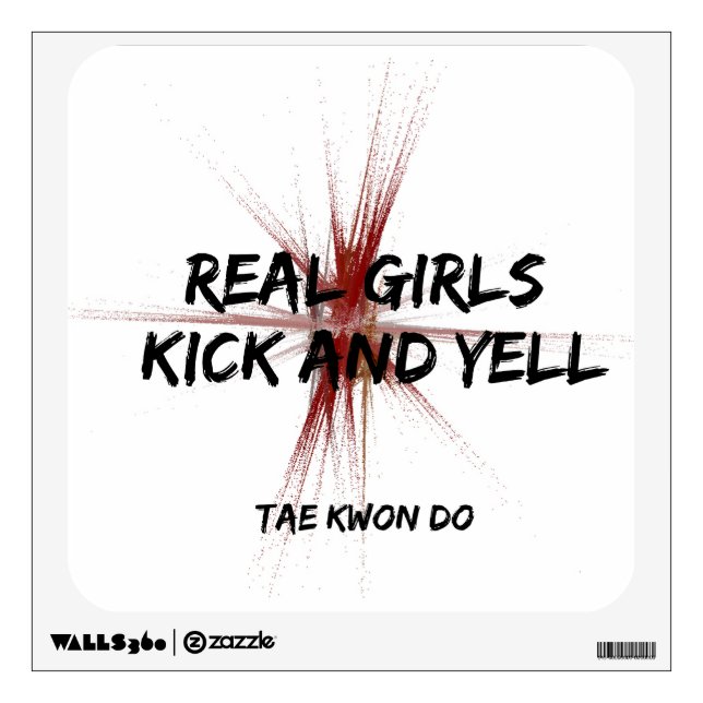 Martial Arts Real Girls Kick and Yell Taekwondo Wall Decal (Front)