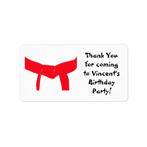 Martial Arts Red Belt Birthday Party Favor Tag