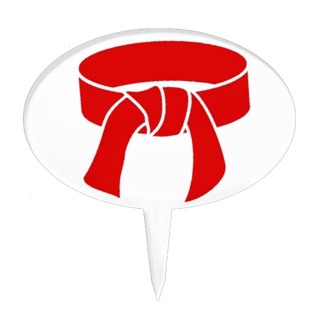 Martial Arts Red Belt Cake Topper Karate Cupcake (Front)