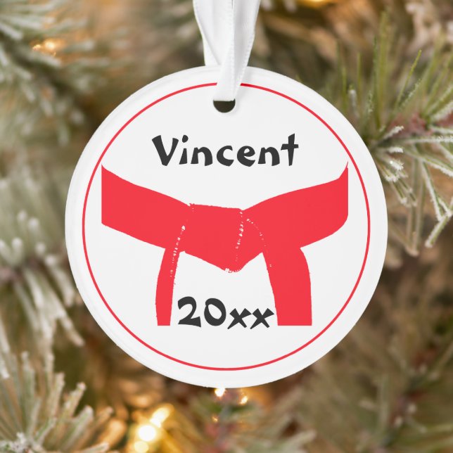 Martial Arts Red Belt Dated Ornament (Tree)