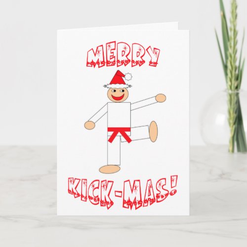 Martial Arts Red Belt Merry Kick_Mas Christmas Holiday Card