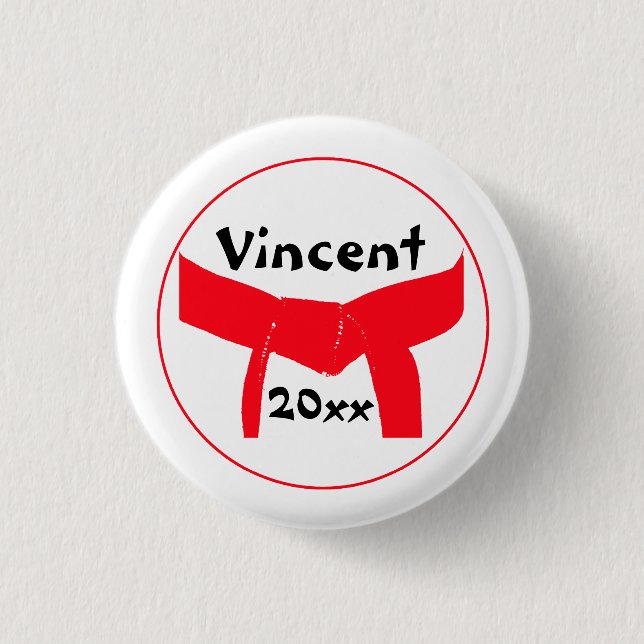 Martial Arts Red Belt Pinback Button (Front)