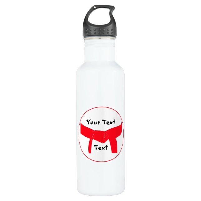 Martial Arts Red Belt Water Bottle (Front)
