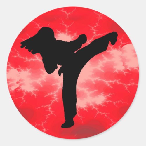 Martial Arts Red Lightning woman Classic Round Sticker
