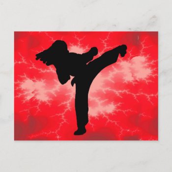 Martial Arts Red Lightning Woman Postcard by MartialArtsParty at Zazzle