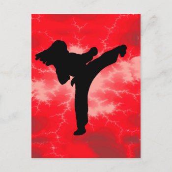 Martial Arts Red Lightning Woman Postcard by MartialArtsParty at Zazzle