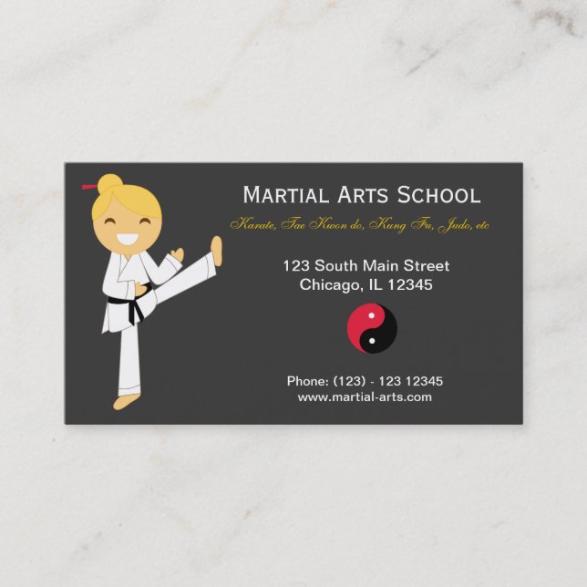 Martial Arts School Business Card (Front)