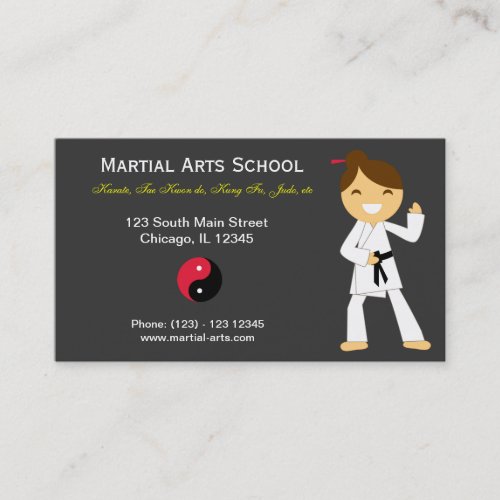 Martial Arts School Business Cards