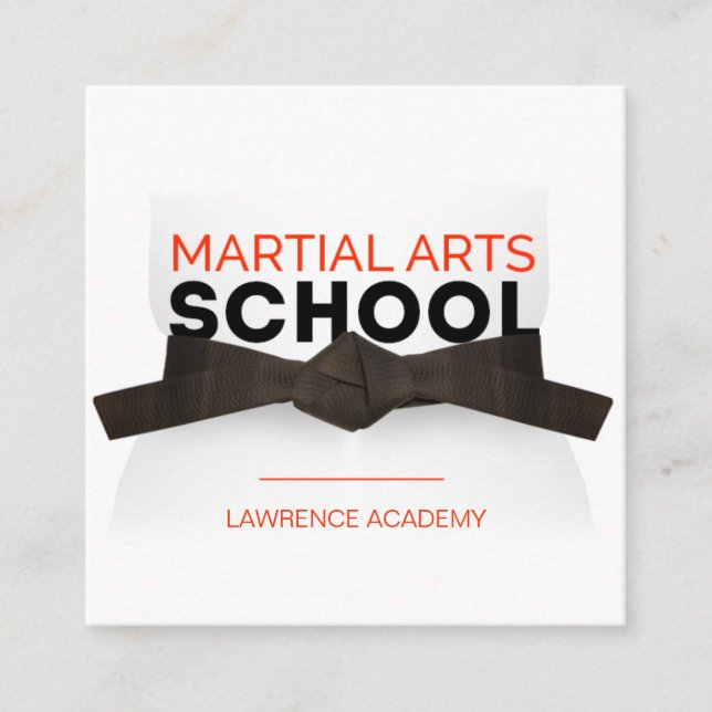 Martial Arts School / Karate dojo Square Business Card (Front)