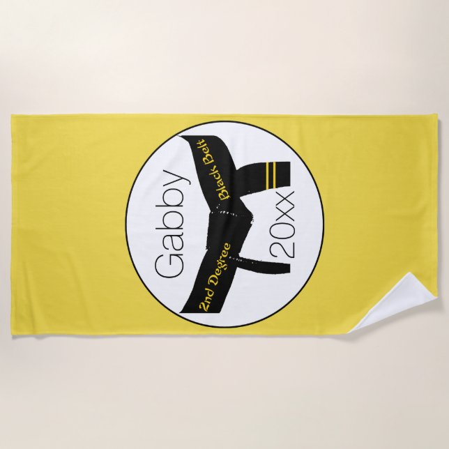 Martial Arts Second Degree Black Belt Beach Towel (Front)