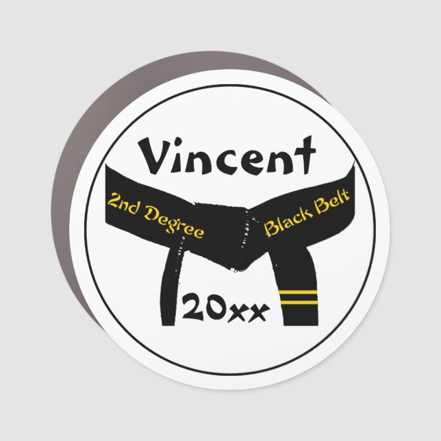 Martial Arts Second Degree Black Belt Car Magnet (Front)