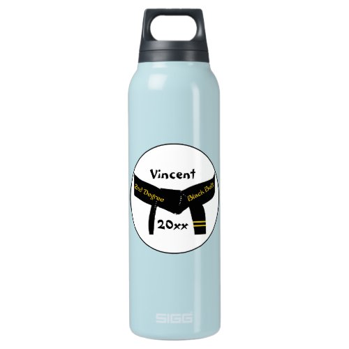 Martial Arts Second Degree Black Belt Insulated Water Bottle