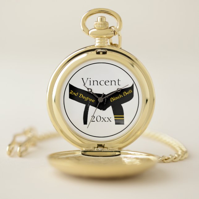 Martial Arts Second Degree Black Belt Pocket Watch (Inside)