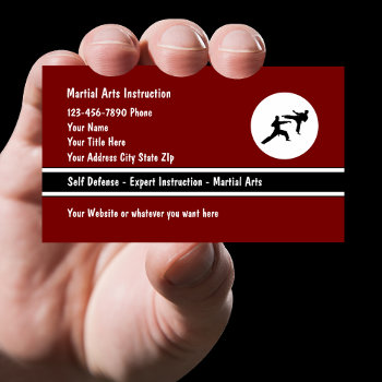 Martial Arts Self Defense Class Business Cards by Luckyturtle at Zazzle