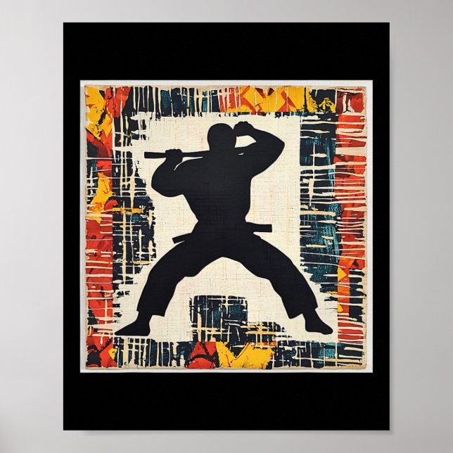 Martial Arts Silhouette Abstract  Poster (Front)