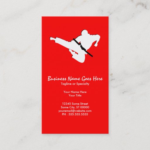 Customizable martial arts silhouette business card templates