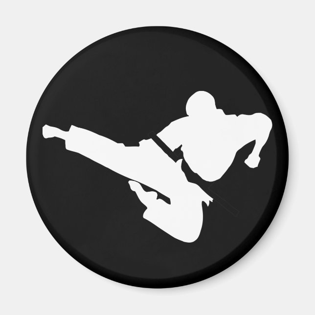 martial arts silhouette magnet (Front)