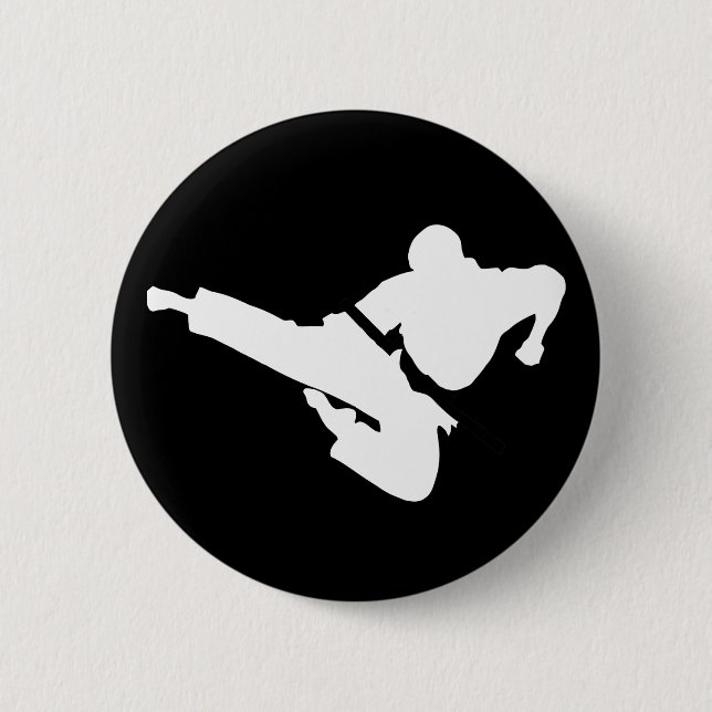 martial arts silhouette pinback button (Front)