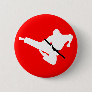 martial arts silhouette pinback button