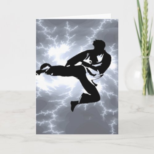 Martial Arts Silver Lightning man Card