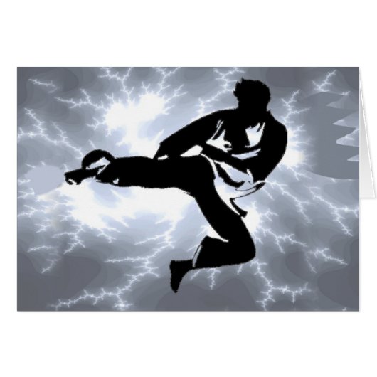 Martial Arts Silver Lightning man Cards (Front Horizontal)