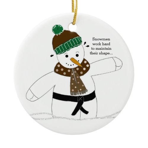 Martial Arts Snowman Ceramic Ornament