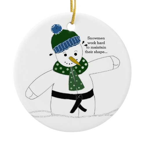 Martial Arts Snowman Ceramic Ornament