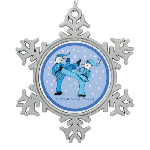 Martial Arts Snowmen for Christmas Ornament