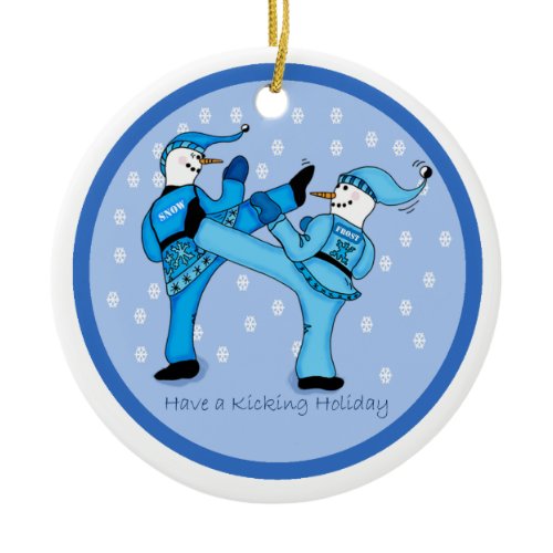 Martial Arts Snowmen for Christmas Ornament