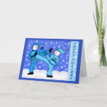 Martial Arts Snowmen Kicking Holiday Greeting Card