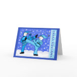 Martial Arts Snowmen Kicking Holiday Greeting Card Martial Arts Snowmen Kicking Holiday Greeting Card