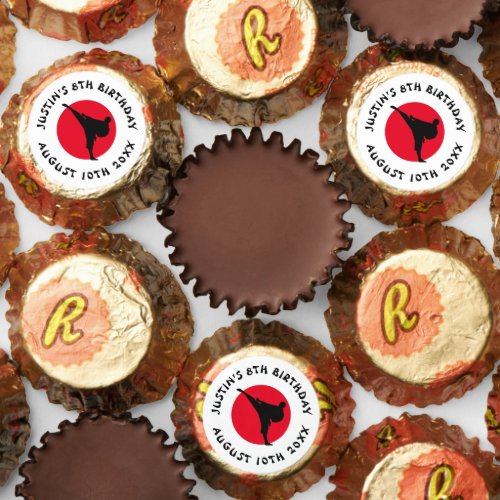 Martial arts theme Birthday party karate kick pose Reeses Peanut Butter Cups