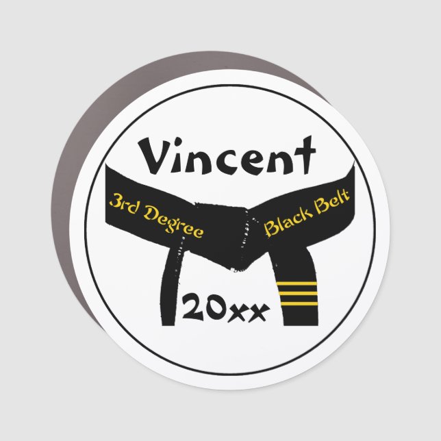 Martial Arts Third Degree Black Belt Car Magnet (Front)