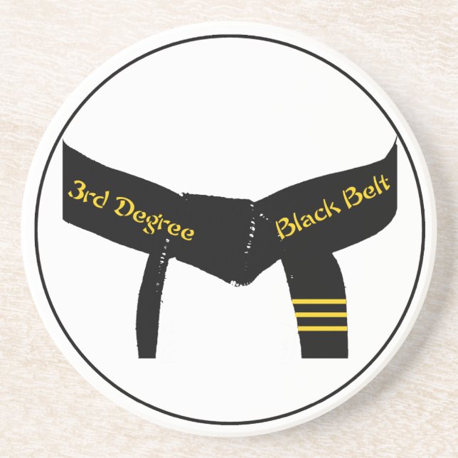Martial Arts Third Degree Black Belt Drink Coaster (Front)