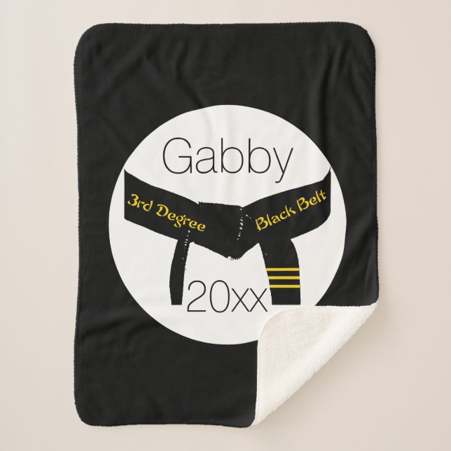 Martial Arts Third Degree Black Belt Sherpa Blanket (Front)