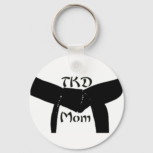 Martial Arts TKD Black Belt Mom Keychain (Front)