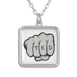 Martial Arts TKD Fist Silver Plated Necklace