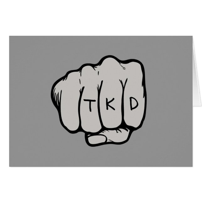 Martial Arts TKD Taekwondo Fist Gray Cards (Front Horizontal)