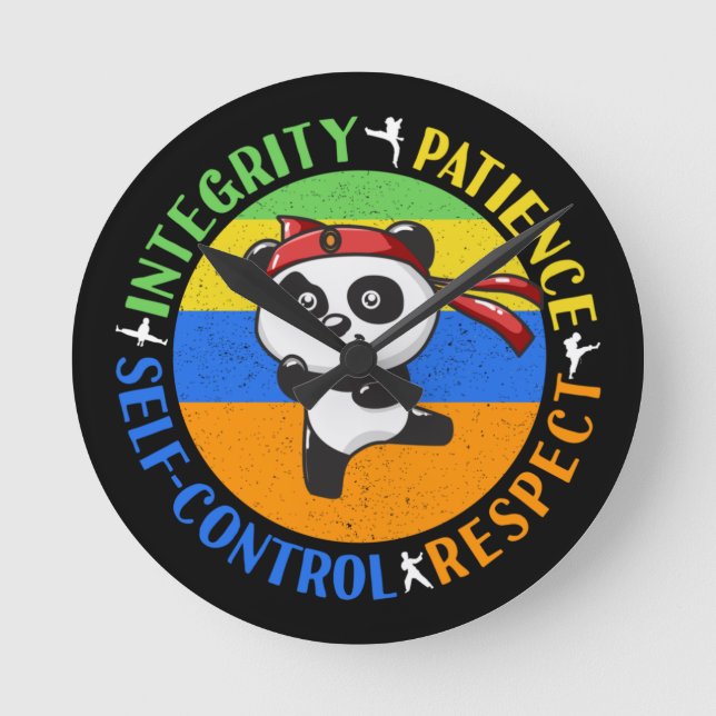 Martial Arts Values - Boys Karate Mindset Round Clock (Front)