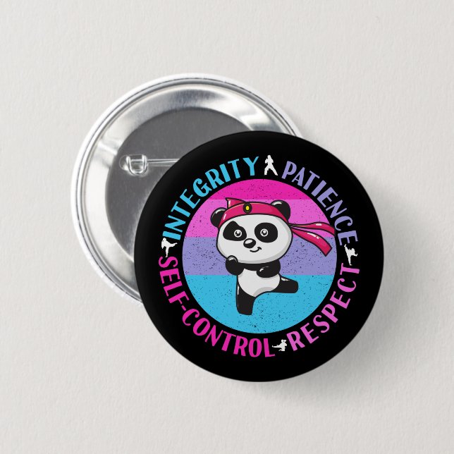 Martial Arts Values - Girly Karate Mindset Button (Front & Back)