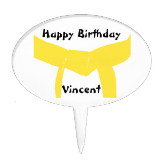 Martial Arts Yellow Belt Birthday Party Cake Topper