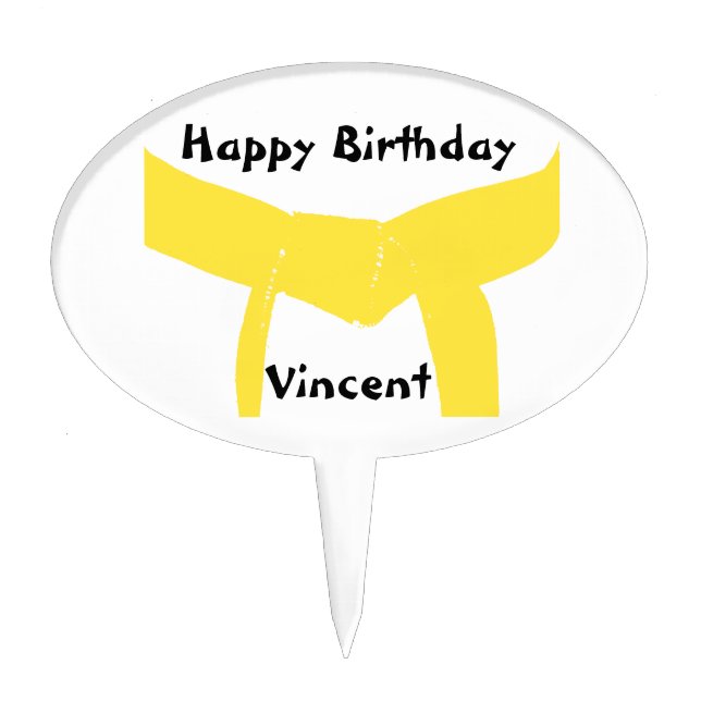Martial Arts Yellow Belt Birthday Party Cake Topper (Front)