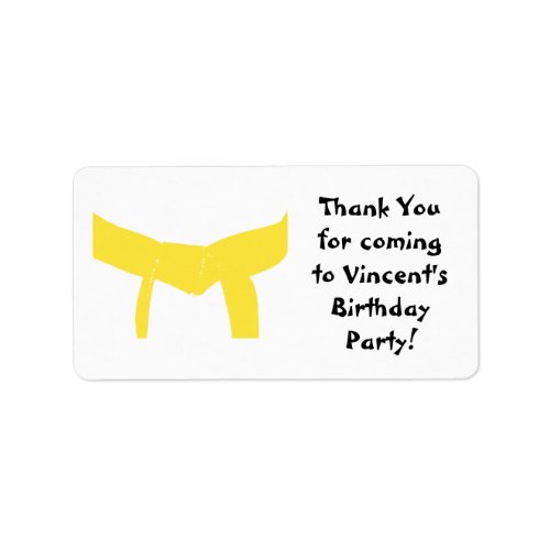 Martial Arts Yellow Belt Birthday Party Favor Tag